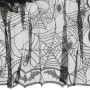 Schwarze Halloween Tischdecke aus Polyester mit Spinnennetz-, Spinnen- und Fledermausmuster, 132x178 cm.