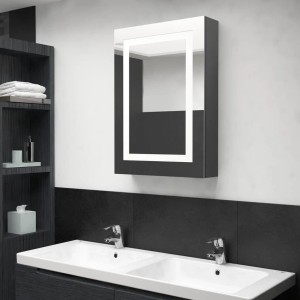 vidaXL LED-Spiegelschrank fürs Bad Glänzend Grau 50x13x70 cm 326491