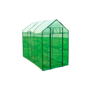 Grünes furnicato Gewächshaus Stahl XL mit Regalen und transparenter Abdeckung.
