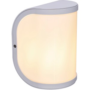 Weiße Globo Segga Außenleuchte aus Aluminium, moderne Wandlampe für den Außenbereich.