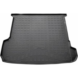 Schwarze Gummi Kofferraumwanne für Audi Q7 II (7 Sitze) ab 2015, passgenaues Autozubehör.