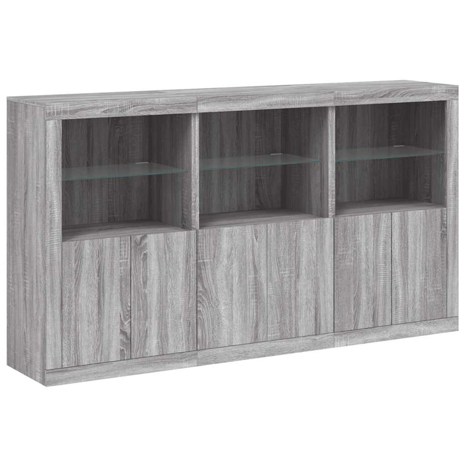 vidaXL Sideboard mit LED-Leuchten Grau Sonoma 181,5x37x100 cm 3209154 günstig online kaufen