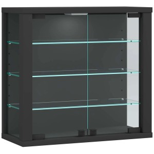 Wandhängende Vitrine VitrosaS mit 2 Glastüren in Anthrazit und 4 Glasböden.