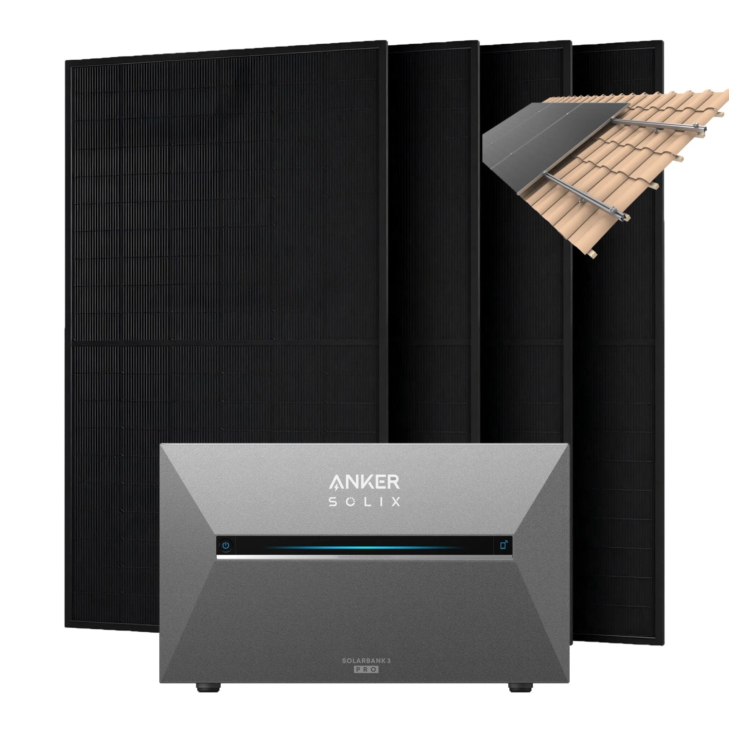 Anker SOLIX 2.000 W Balkonkraftwerk mit Solarbank 3 Pro Mit Halterung für Dachziegel