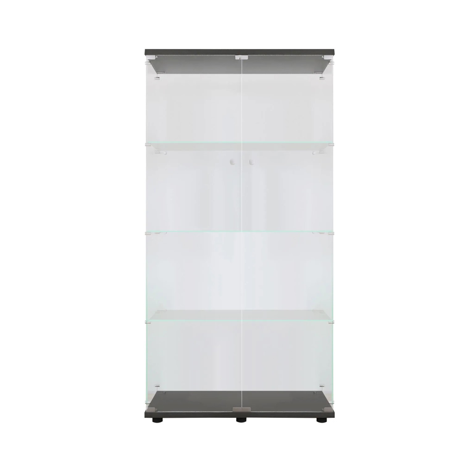 PXloue Vitrine Vitrinenschrank mit Glastrennwand&LED-Glasvitrine 80x36x164cm