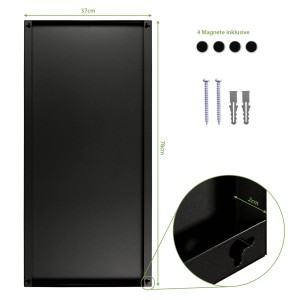 Banjado Magnettafel 37x78cm, schwarz, mit 4 Magneten und Montagematerial. Motiv: Roter Vorhang.