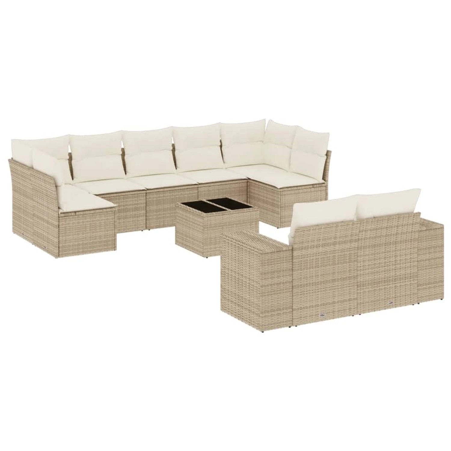vidaXL 10-Tlg Garten-Sofagarnitur mit Kissen Beige Poly Rattan 3223027 günstig online kaufen
