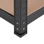 Detailaufnahme: Schwarzes Songmics Lagerregal, Stahlrahmen mit Regalböden.