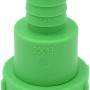 Grüner IBC Adapter S60x6 auf 1,25 Zoll Schlauchtülle mit Verdrehschutz für Regentonnen.
