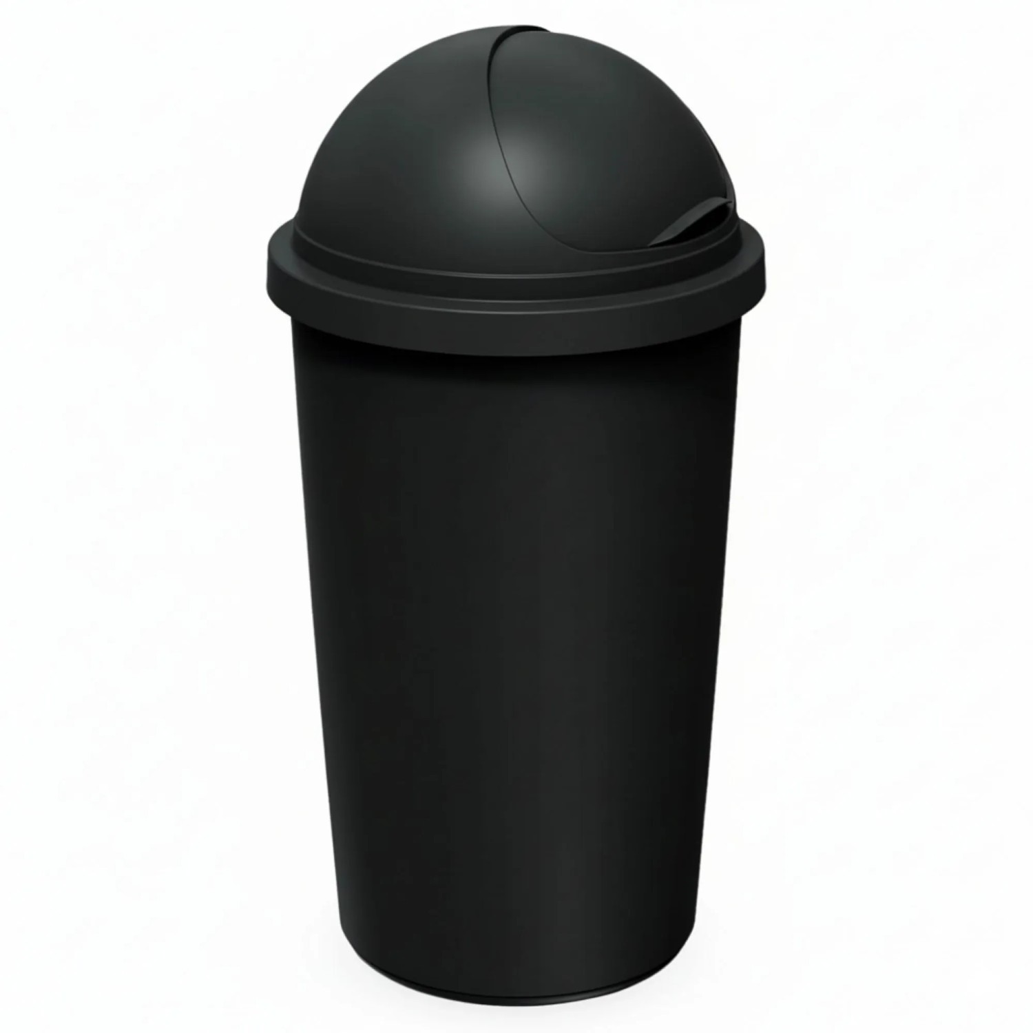 BigDean Abfalleimer Schwarz 50 L Mit Schwarzem Schiebedeckel Ø 25cm 68cm
