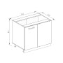 Skizze: Vicco Eckunterschrank R-Line, grau/weiß, Arbeitsplatte Marmor, 86 cm breit. Küchen Eckschrank mit zwei Türen.