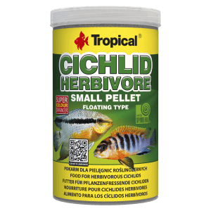 Tropical Fischfutter Granulat Cichlid Herbivore Pellet S, 1000ml Dose für pflanzenfressende Fische.