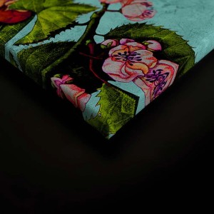 Buntes Wandbild mit Blumenmotiv, Leinwandbild für Wohnzimmer und Bad, 120x80 cm.