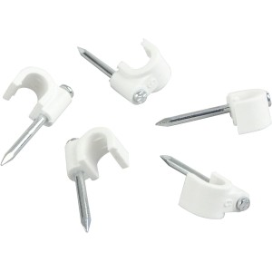 Weiße Schwaiger Nagelschellen, 7 mm, zur Kabelbefestigung. Antennen-Zubehör.