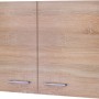 Flex-Well Oberschrank Florida, 80 cm, Sonoma Eiche, Küchen-Hängeschrank mit zwei Türen und silberfarbenen Griffen.