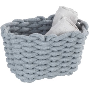 Grauer Wenko Aufbewahrungskorb Tia S aus gestrickter Baumwollschnur mit Handtuch.