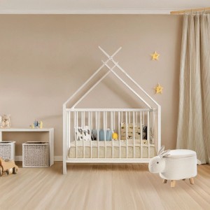 Kobolo Tierhocker Kinderhocker Hocker BUNNY Design Hase mit Staufach Teddystoff