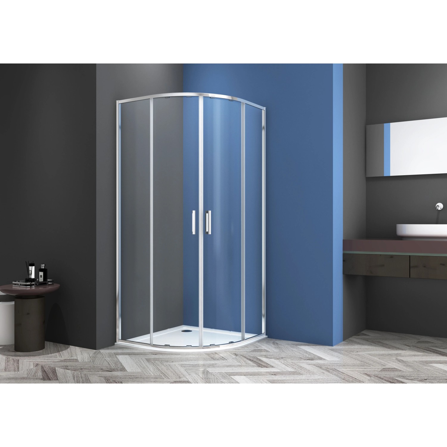 Sanotechnik Rundduschkabine Chrom 90/90x200 cm ESG Easy-Clean