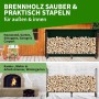 TTL GARDEN Kaminholzregal M mit Schutzplane, gefüllt mit Holzscheiten, für Innen- und Außenbereich.