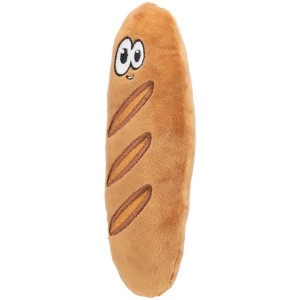 Jollypaw Baguette Hundespielzeug aus Plüsch, 23 cm, mit aufgesticktem Gesicht.
