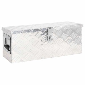 DELUKE Aluminiumbox Mit Deckel Abschließbar Alubox Deichselbox Alu Anhängerbox Werkzeugkiste Transportbox Metallkiste 60x23,5x23cm Silber