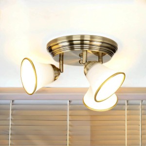 EASYLIGHT Deckenleuchte Schwenkbar 3-Flammig GU10 Klein Ø 23 cm Metall Glas in Bronze