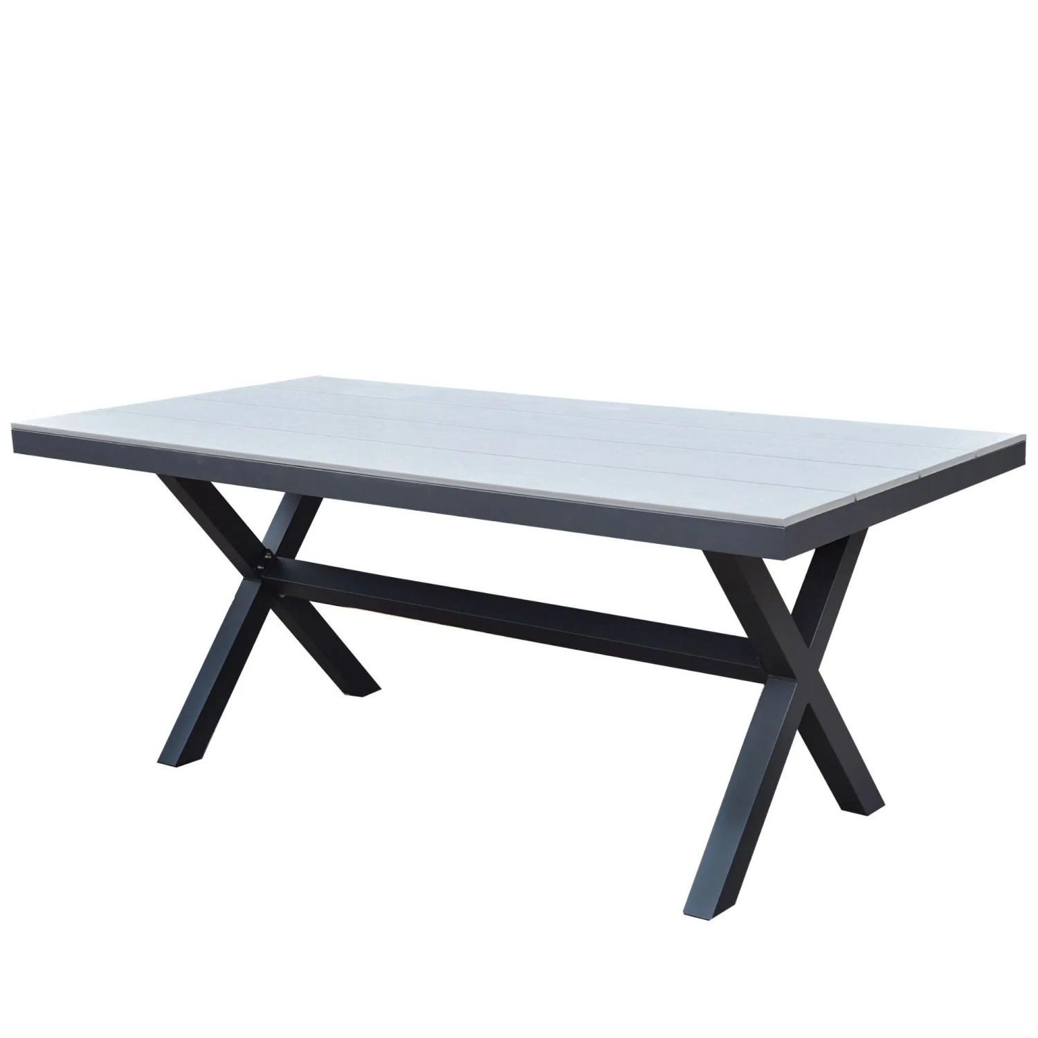 osoltus  Gartentisch X Leg Aluminium Kunststoffholz 180 x 90 cm Ash Grey