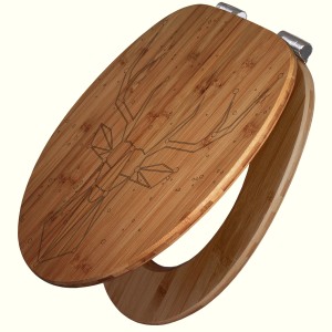 Banjado WC-Sitz aus Bambus mit Hirsch-Sternbild Gravur und Absenkautomatik.