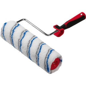 Dispersions-Farbwalze aus Polyester, 25 cm breit, mit rot-schwarzem Griff.