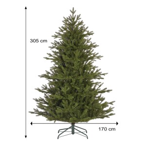 Detailansicht: Grüner, künstlicher Weihnachtsbaum Macallan, 305 cm hoch, fallende Form.