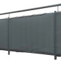 Anthrazitfarbene Peddy Shield Balkonverkleidung (75x500 cm) mit Kabelbindern am Balkongeländer.
