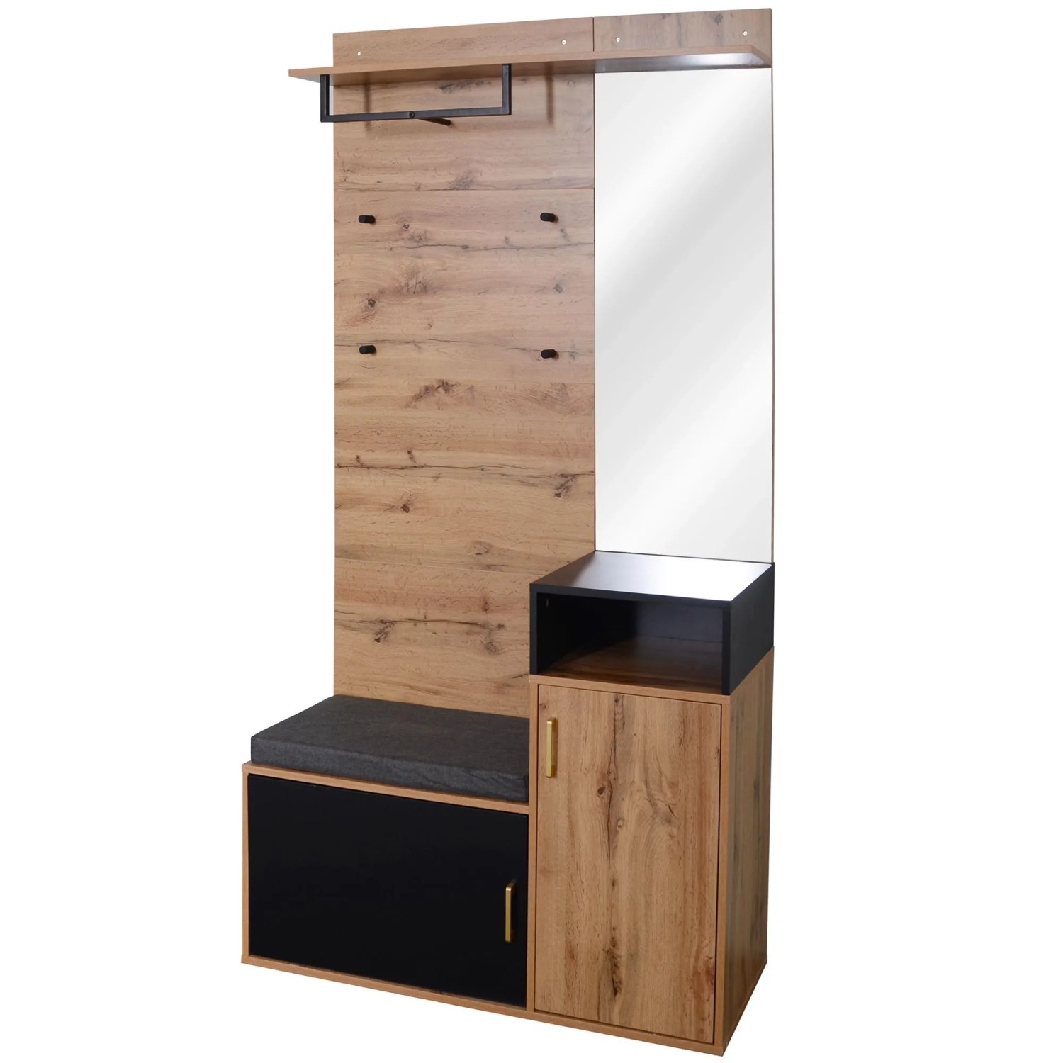 ModernLuxe Garderoben Set mit Spiegel Schuhschrank Wandgarderobe Sitzbank Spanplatte Weiß