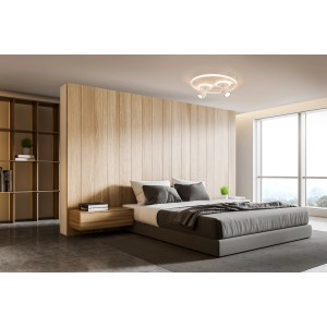 Moderne LED-Deckenleuchte Ronda von Näve, 2-flammig, 40 cm Durchmesser, im Schlafzimmer.