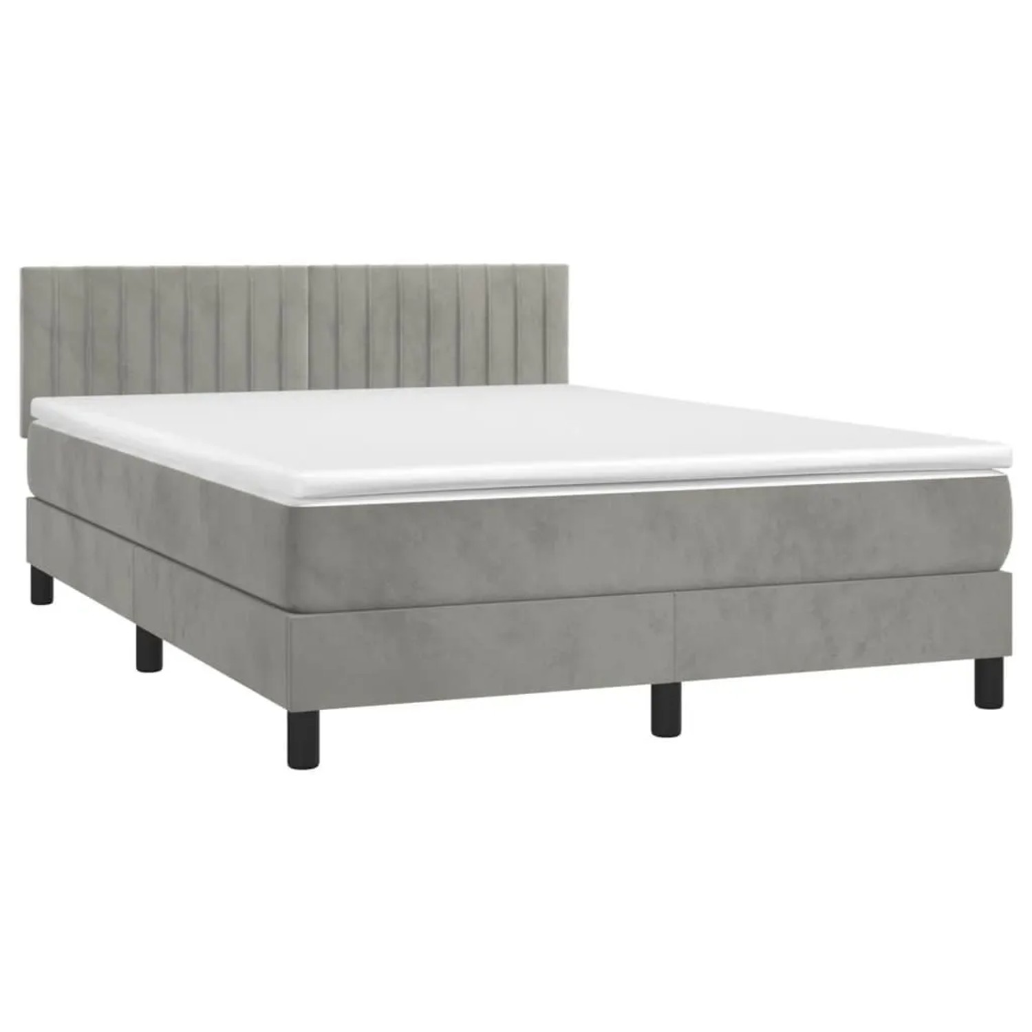 vidaXL Boxspringbett mit Matratze & LED Hellgrau 140x190 cm Samt 3134519 günstig online kaufen