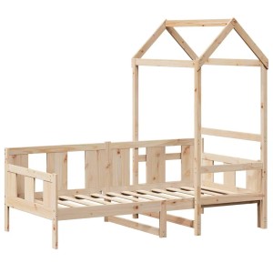 vidaXL Tagesbett mit Dach, 80x200 cm, Kiefer Massivholz. Kinderbett im Hausbett Design.
