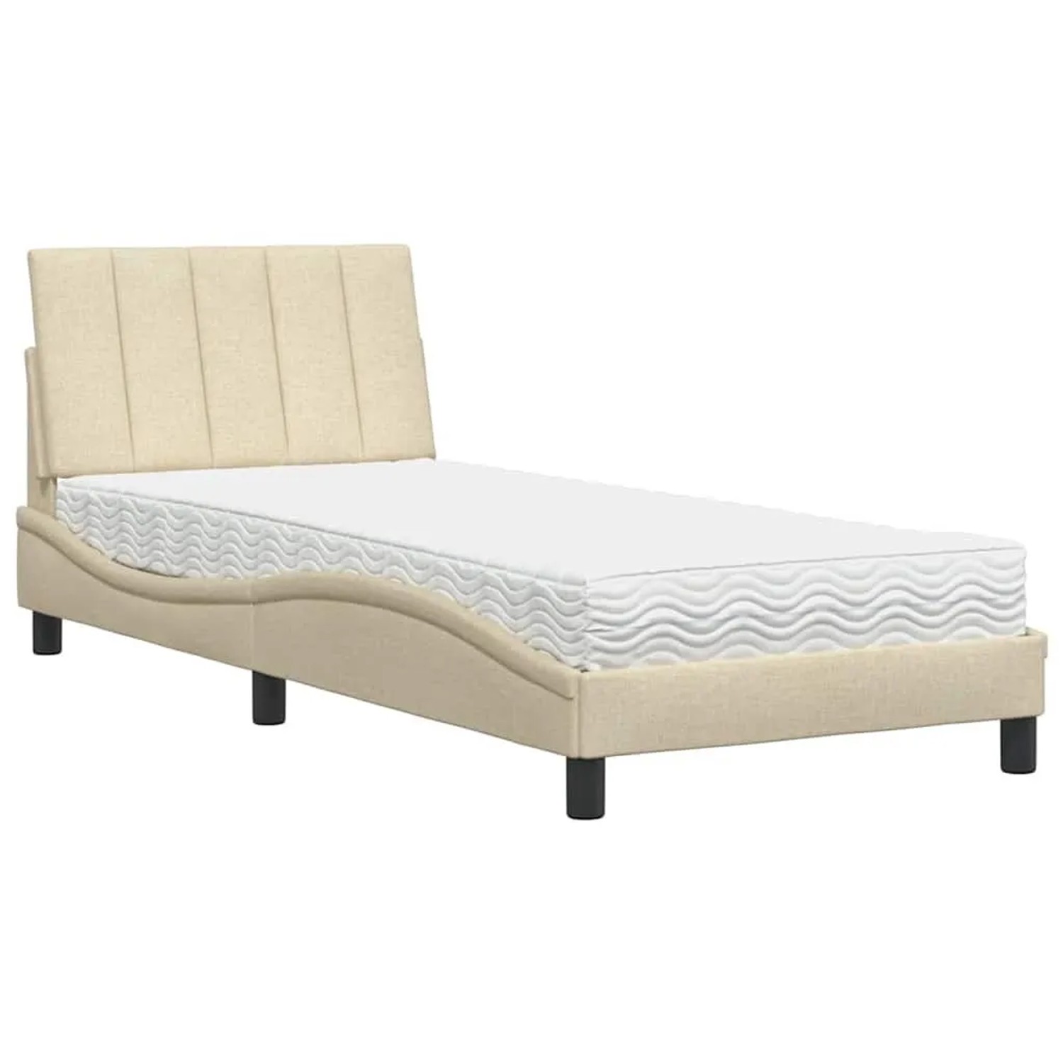 vidaXL Bett mit Matratze Creme 90x200 cm Stoff 3310508