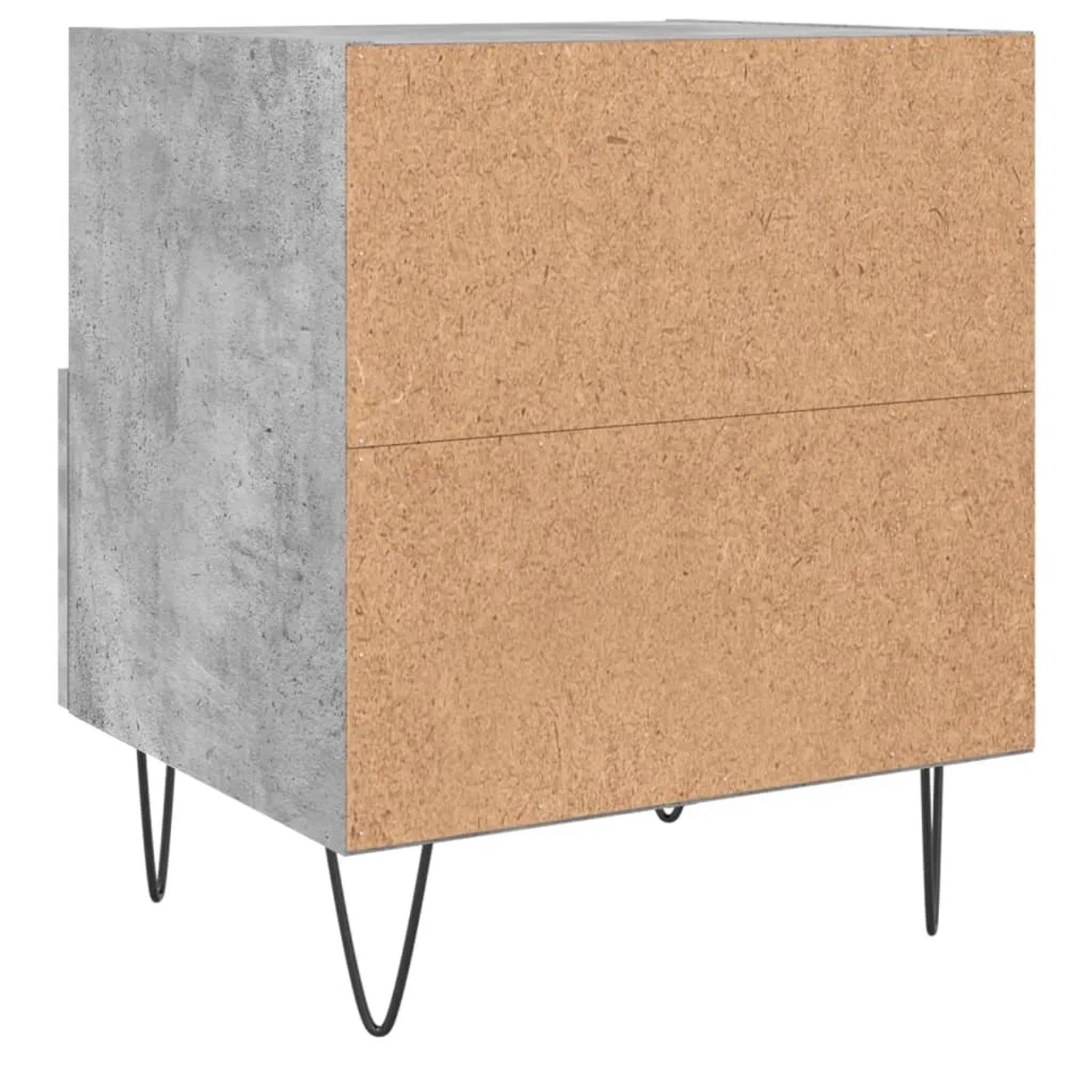 2er Set graue Nachttische (40x35x47,5 cm) aus Holzwerkstoff mit Schublade und Fach.