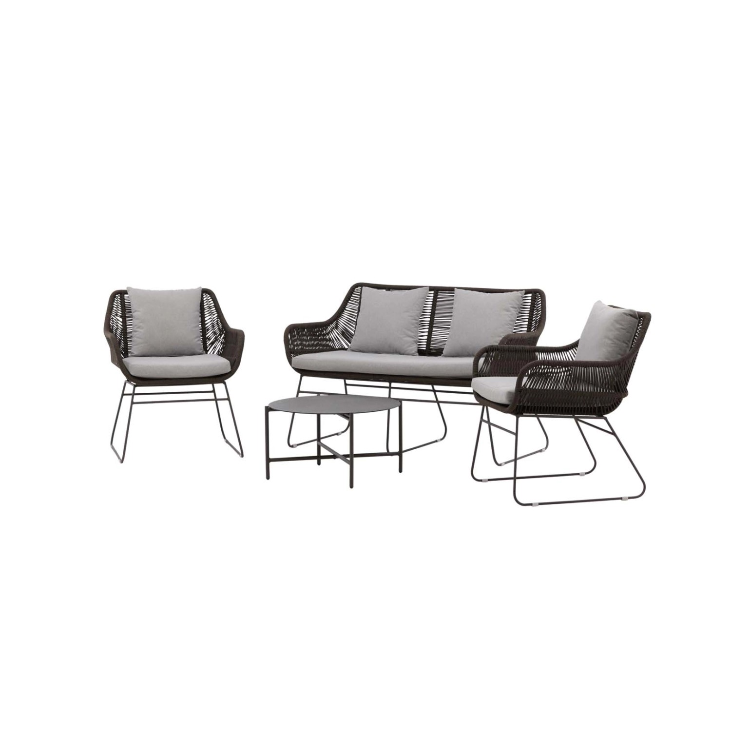 ebuy24 Davao Lounge-Set 4 Teile Braun Dunkel Grau