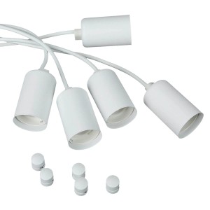 Licht-Erlebnisse Hängelampe Weiß Flexibel 300 cm Lang Metall E27 5-Flammig