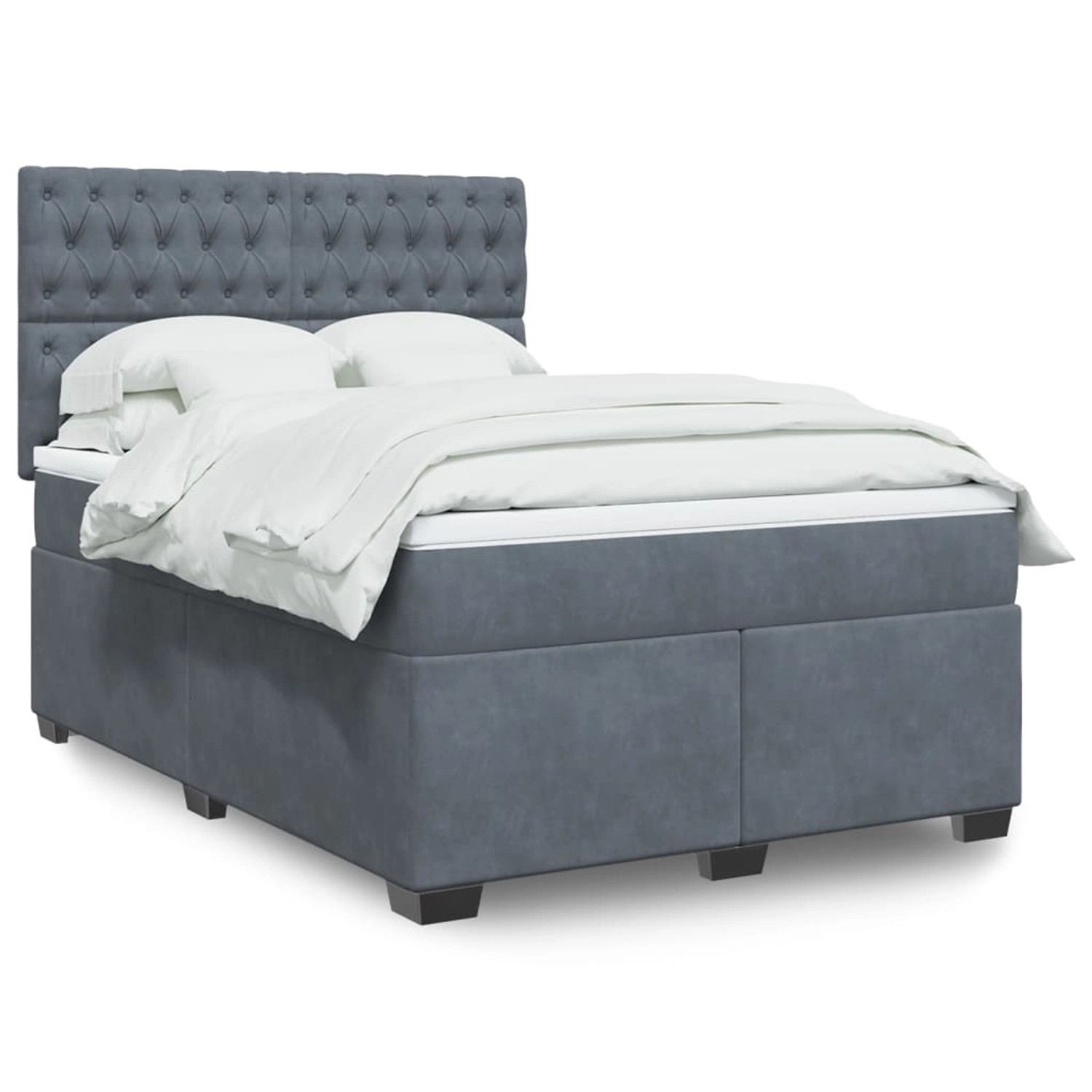 vidaXL Boxspringbett mit Matratze Dunkelgrau 140x190 cm Samt 3293213 günstig online kaufen