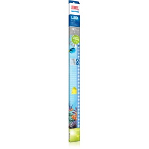 Juwel LED Blue 742mm Aquarium Beleuchtung, blaue Röhre in Verpackung mit Fischen.