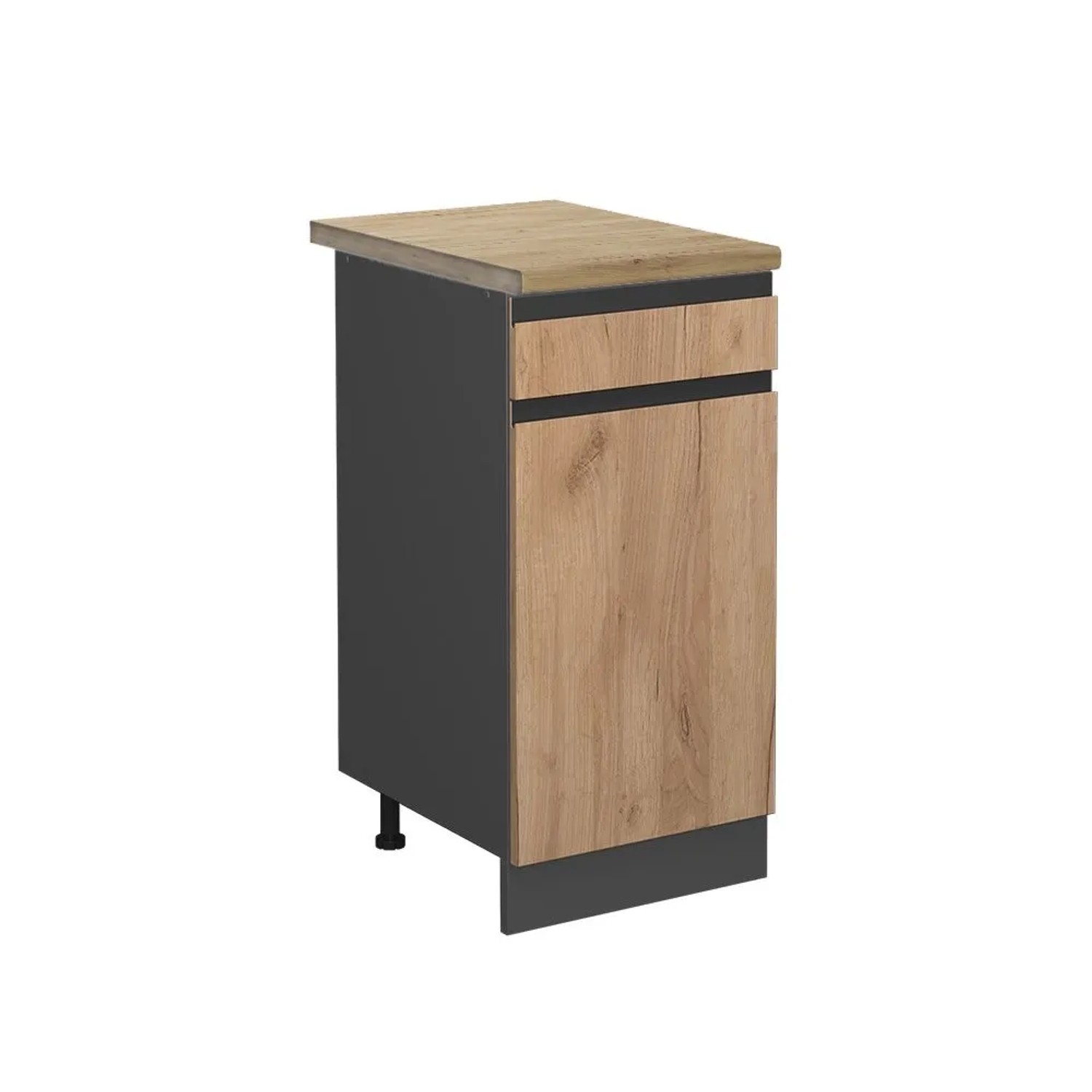 Vicco Küchenunterschrank R-Line Goldkraft Eiche Anthrazit 40 cm J-Shape AP Eiche mit Anthrazit Korpus
