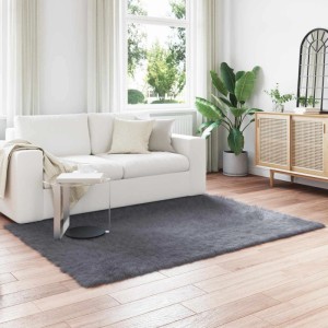 vidaXL Kunstschaffell Teppich Tafalla Anthrazit 140 x 200 cm Polyester 42021593