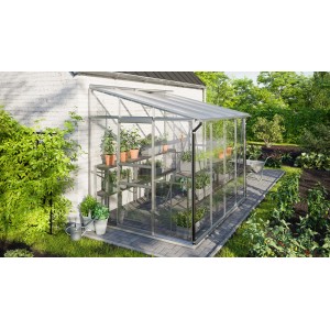 Vitavia Anlehn-Gewächshaus Ida 5200 mit ESG/HKP Verglasung und Aluminiumrahmen.