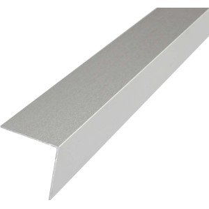 Silbernes Arcansas Winkelprofil aus Aluminium, 50x50x1000 mm, gleichschenklig.