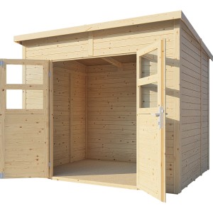 Bertilo Holz-Gartenhaus Felix mit offener Doppeltür, Naturholz, 239x181 cm.