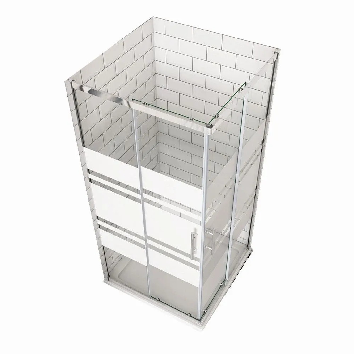 Duschparadies Duschkabinen 80 x 80 x 185cm Eckeinstieg Duschkabine Schiebetür 5mm ESG Gestreiftesglas Chrom