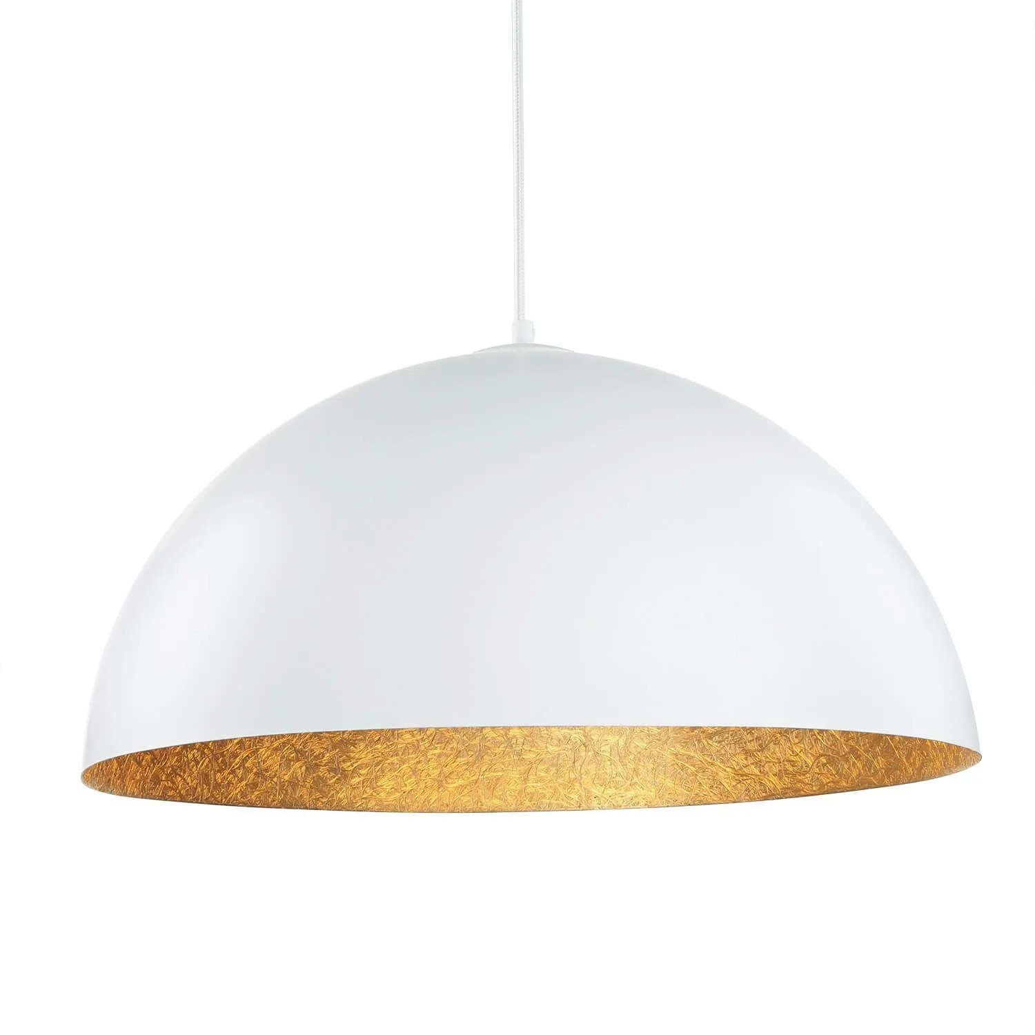 Licht-Erlebnisse Hängeleuchte Weiß Gold Ø 50 cm Rund E27 Metall Modern