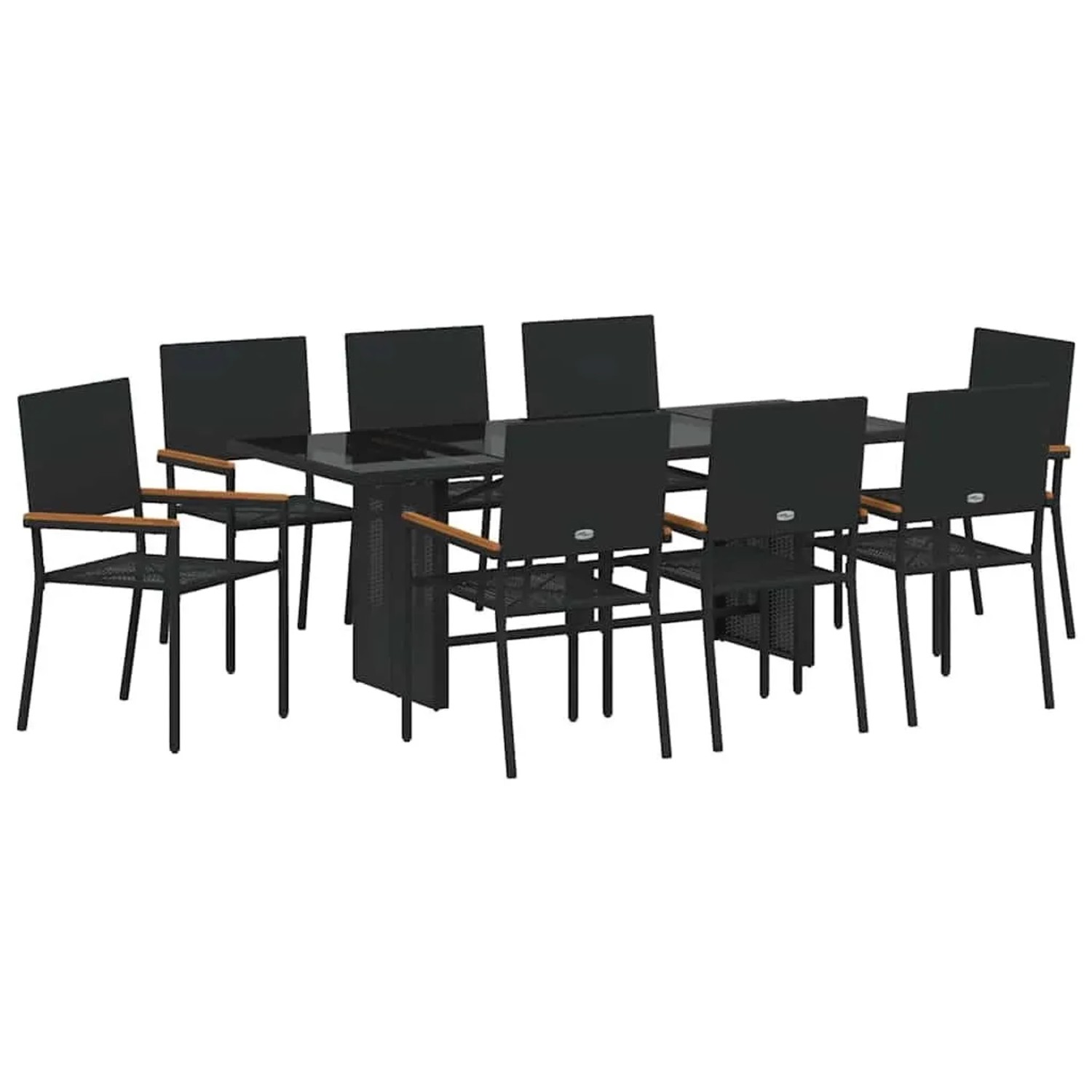 vidaXL Garten Essgruppe 9-Tlg Schwarz Poly-Rattan 3365427 günstig online kaufen