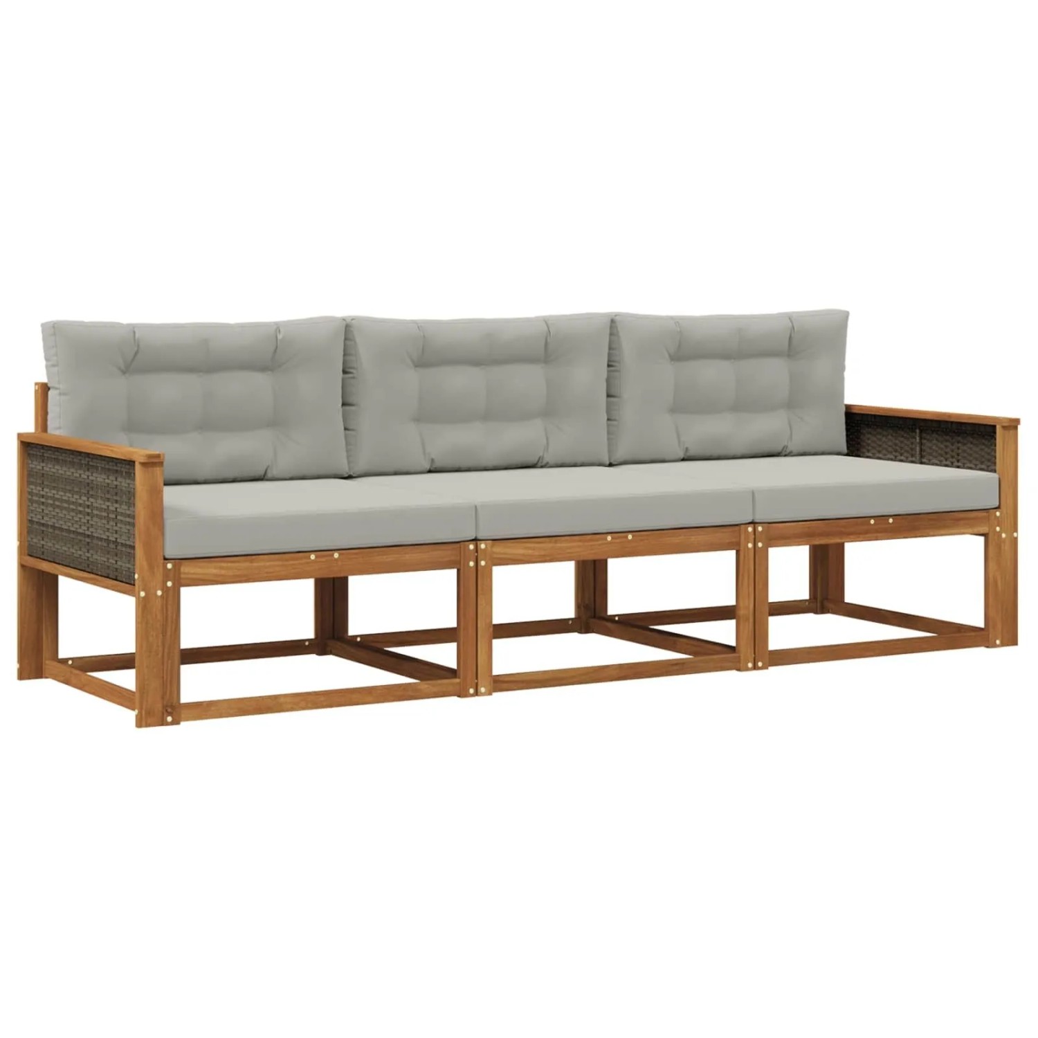 vidaXL Outdoor-Sofagarnitur mit Kissen 3 Stk Natur und Hellgrau 3382299